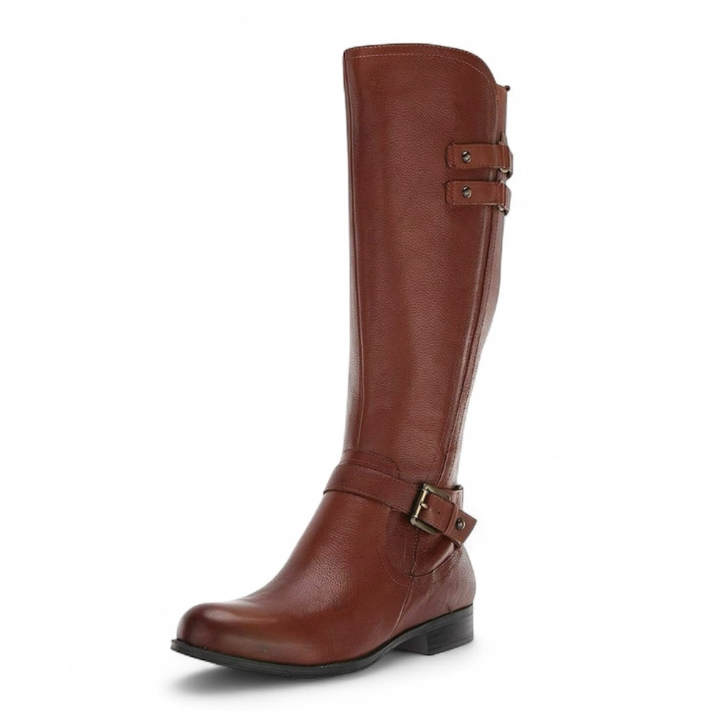 Naturalizer Jackie Leather Buckle Hardware Tall Riding Boots Extra Wide Calf